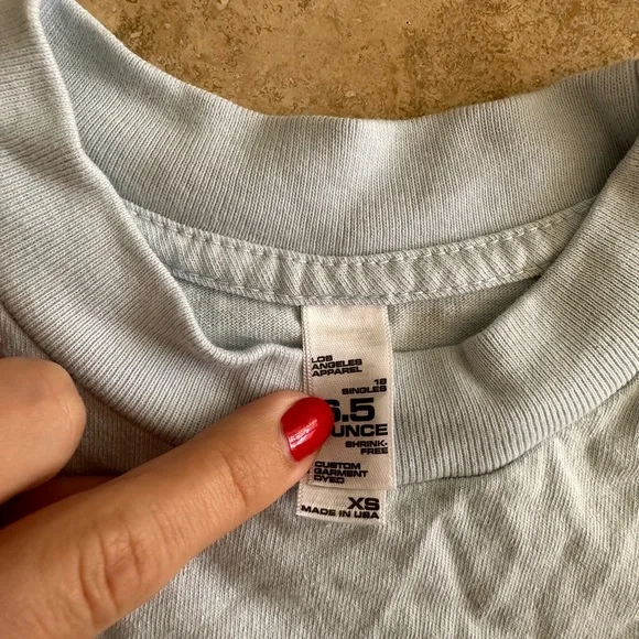 Crewneck crop top short sleeve shirt Los Angeles Apparel basic classic cotton - Picture 2 of 4